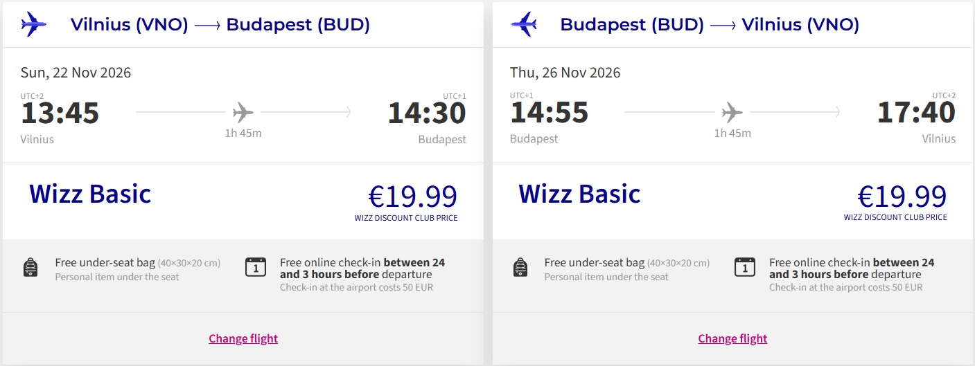Pigūs bilietai į Budapeštą iš Vilniaus nuo 39,98 eurų