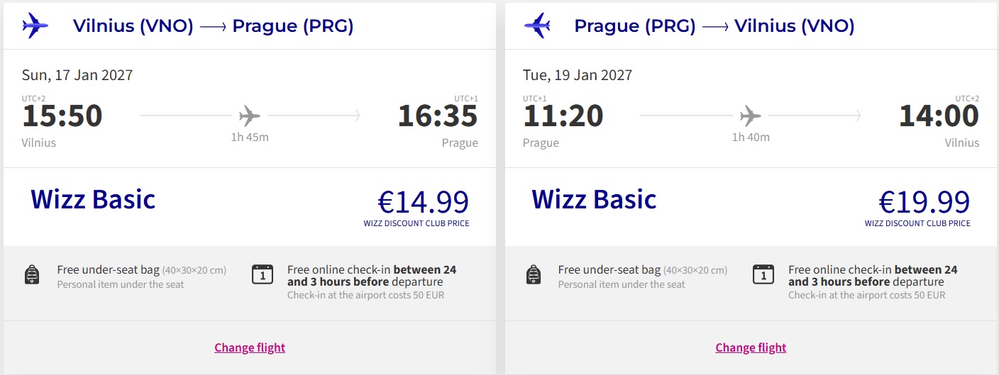 Pigūs bilietai į Prahą iš Vilniaus nuo 35 eurų