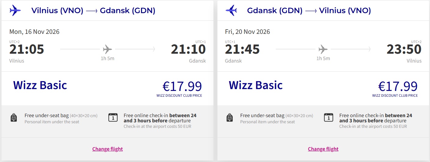 Pigūs bilietai į Gdanską iš Vilniaus nuo 35,98 eurų