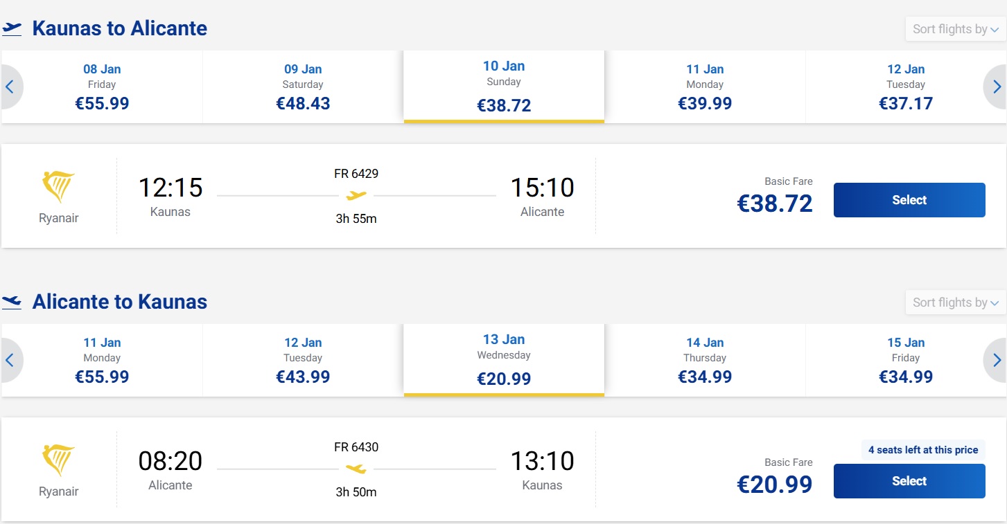 Pigūs bilietai į Alikantę iš Kauno nuo 60 eurų