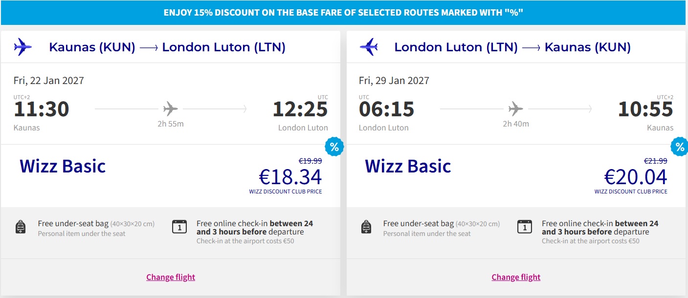 Pigūs bilietai į Londoną iš Kauno nuo 38,38 euro