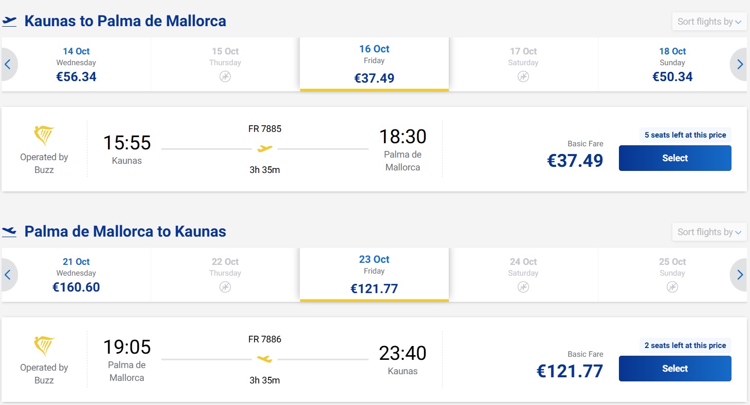 Pigūs bilietai į Maljorką iš Kauno nuo 159 eurų