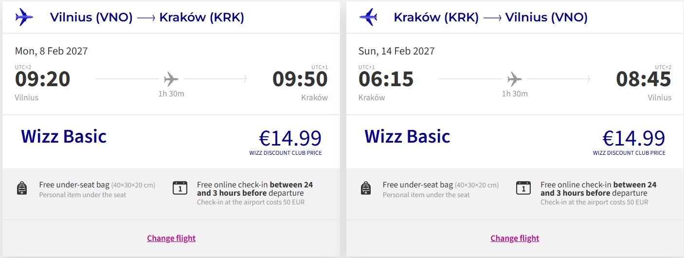 Pigūs bilietai į Krokuvą iš Vilniaus nuo 29,98 eurų