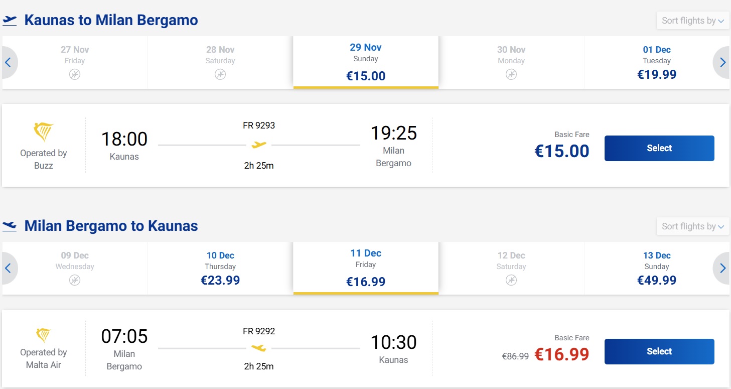 Pigūs bilietai į Milaną iš Kauno nuo 32 eurų